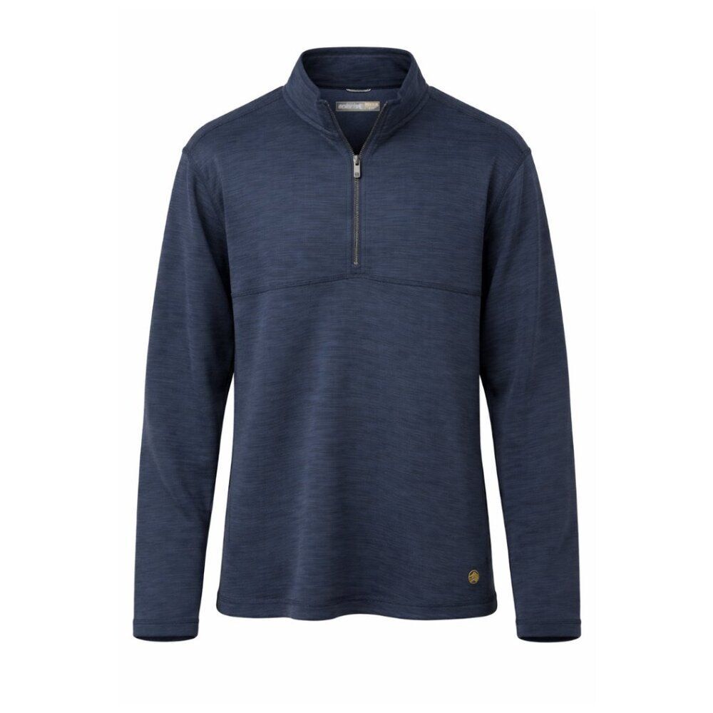 NWOT Solaris Navy/Blue Heather Men's Mock Collar Pullover w/zipper XL